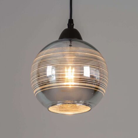 Suspension ronde abat-jour verre et chrome - Metropolis - Argenté / Chromé