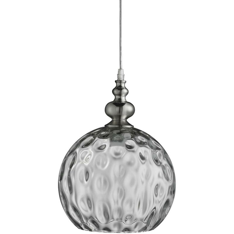 Searchlight Lighting - Searchlight Indiana - Suspension à 1 ampoule Globe Dome en verre argenté satiné, E27