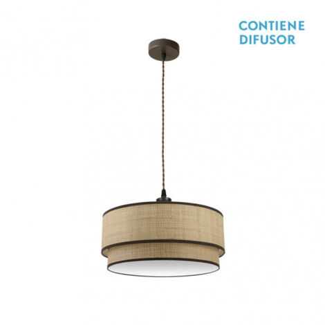 Suspension Roque 2xe27 Naturel/marron Regx50x50 Cm