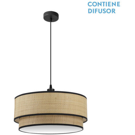 Suspension Roque 3xe27 Naturel/noir Regx60x60 Cm