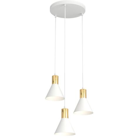 Suspension ROSA blanc-or cônes 3xE27 max 15W Emibig