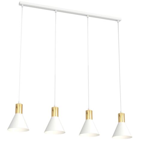 Suspension ROSA blanc/or linéaire 4xE27 cônes Emibig