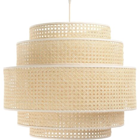 Suspension rotang five - Extérieur en fibres naturelles beige crème