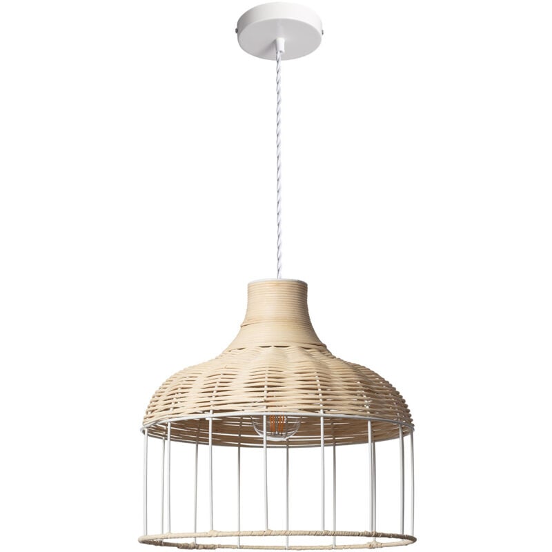 Efectoled - Suspension Rotin et Métal Sliema Blanc