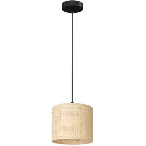 Suspension rotin métal crème/noir Ø18cm E27 15W Luminex