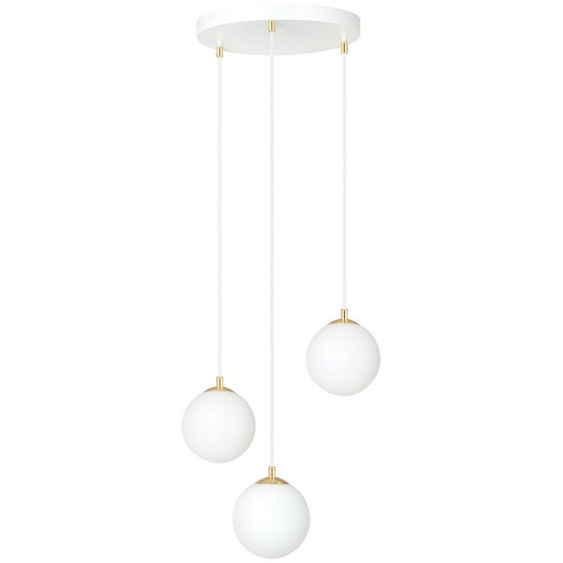 Epikasa - Suspension Royal, Acier peint par poudrage, Verre, Blanc, Or, 40x100x40 cm