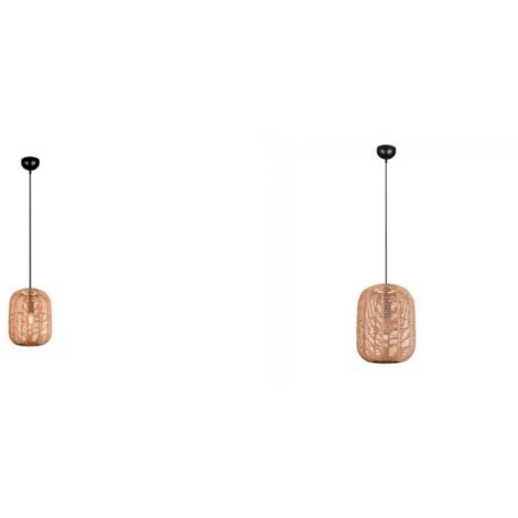 Suspension runa noire et diffuseur sisal marron 25 cm trio lighting