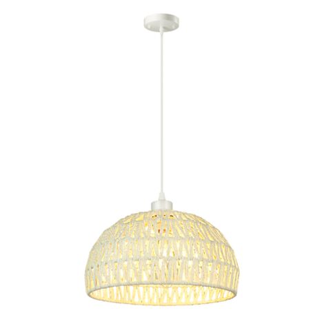 Suspension rustique, lustre avec ampoule, plafonnier bohème, éclairage îlot, suspension réglable en hauteur, blanc, lumière chaude 3000 K