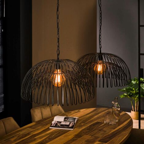 Suspension salle à manger indus 2 lampes forme dôme RALF