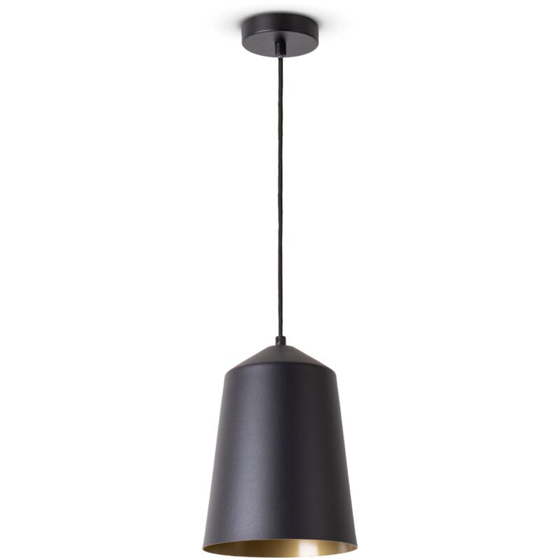 Suspension Salon Lampe Suspendue Table Cuisine Abat-Jour Design Industriel Lampe à suspension - Noir, Laiton (Ø19.5 cm) - Paco Home