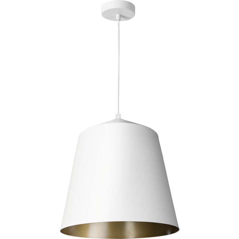 Paco Home - Suspension Salon Lampe Suspendue Table Cuisine Abat-Jour Design Industriel Lampe à suspension - Blanc, Laiton (Ø32.5 cm)