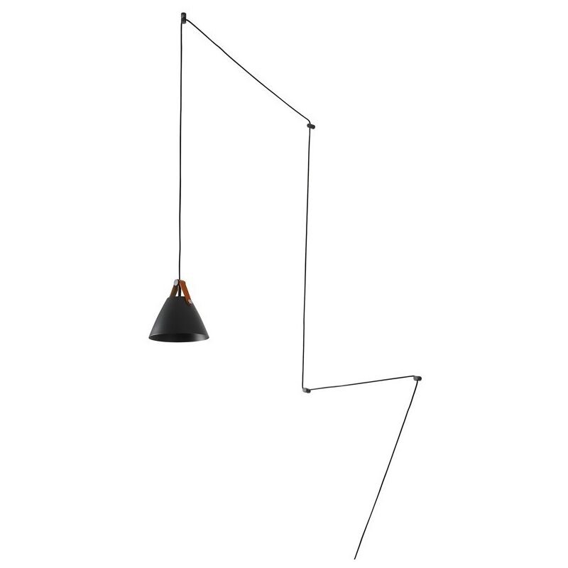 Suspension "Sam" avec prise et interrupteur et finition cuir - Gris