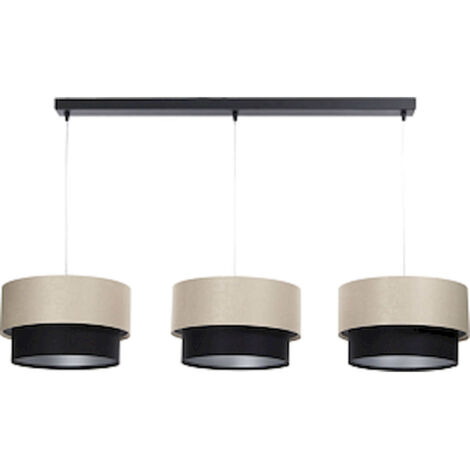 Suspension satin noir et crème design élégant ajustable LED E27 - noir satiné et crème avec argent