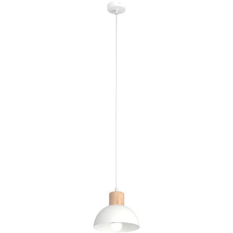 Suspension scandinave blanche bois 1xE27 SECO Emibig