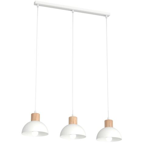 Suspension scandinave blanche bois 3xE27 Seco Emibig