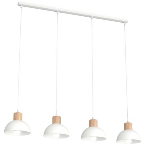 Suspension scandinave blanche bois 4xE27 Emibig Seco