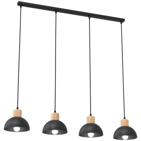 Suspension scandinave noire bois 4xE27 Seco Emibig