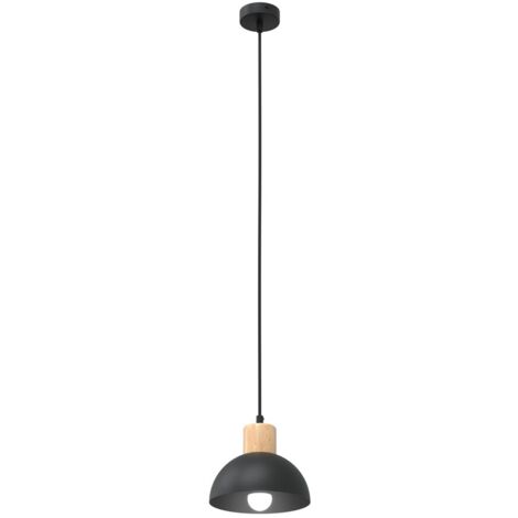 Suspension scandinave noire bois E27 15W Seco Emibig