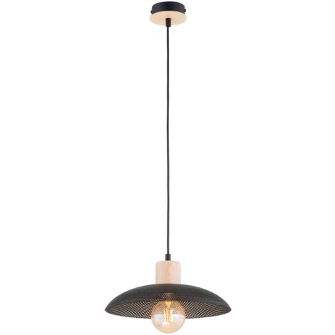 Suspension scandinave noire/bois KOBE E27 15W Emibig