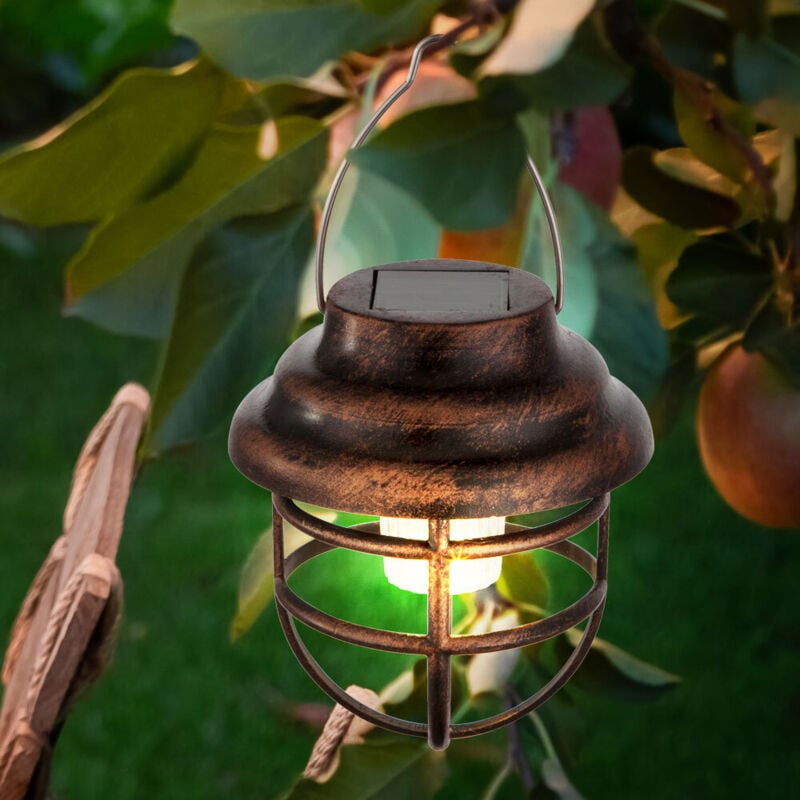 Lampe de plafond pendule extérieure solaire à led rétro Cage Lanterne Jardin Patio Lumière Suspendue
