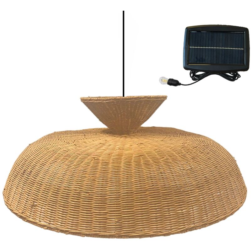 Suspension solaire bohème darma solar Bois Rotin D80 cm