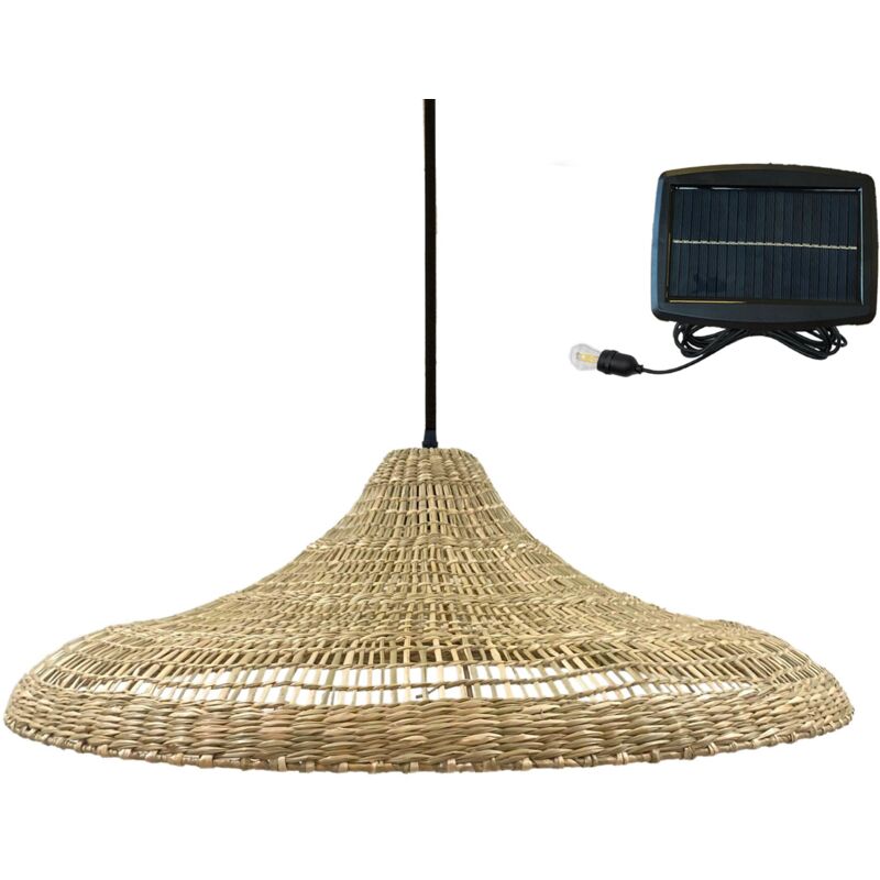 Suspension solaire bohème freya long solar Beige Herbe marine D70 cm