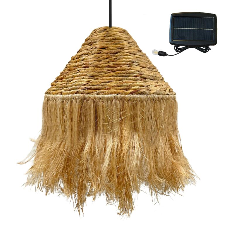 Suspension solaire bohème leonora solar Beige Fibre naturelle D44 cm