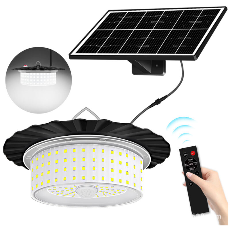Suspension solaire led étanche, éclairage à 360 degrés, 5 modes d'éclairage, détecteur de mouvement, minuterie avec télécommande, pour jardin