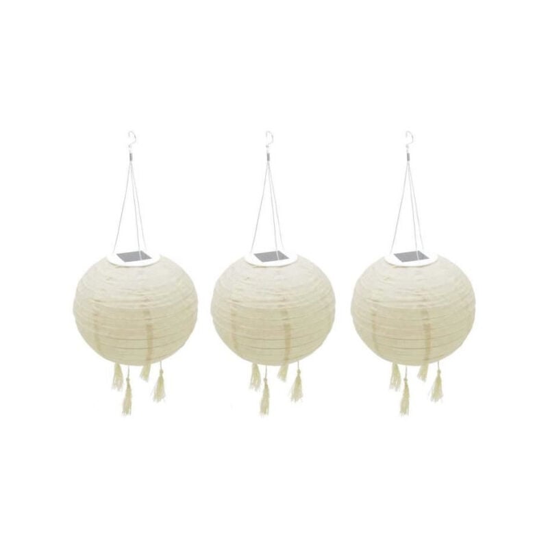 Suspension solaire led Lumisky himalaya - Ø30cm - Beige, creme et mariage festif - Autonomie 8h