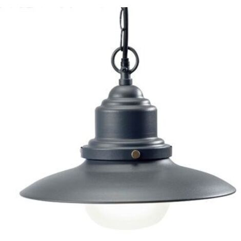 SOVIL SOSPENSIONE DA ESTERNO ATTACCO GRANDE E27 IN PRESSOFUSIONE DI ALLUMINIO E ACCIAIO VERNICIATO COLORE GRIGIO 563/16