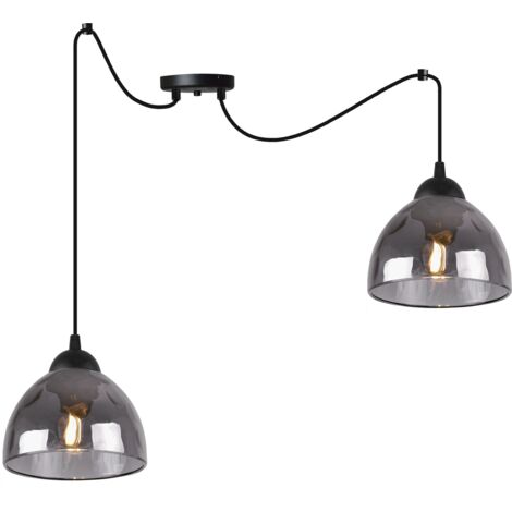 SUSPENSION SPIDER VENICE 2 ABAT-JOUR PLATS GRAPHITE E27