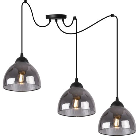 SUSPENSION SPIDER VENICE 3 ABAT-JOUR PLATS GRAPHITE E27
