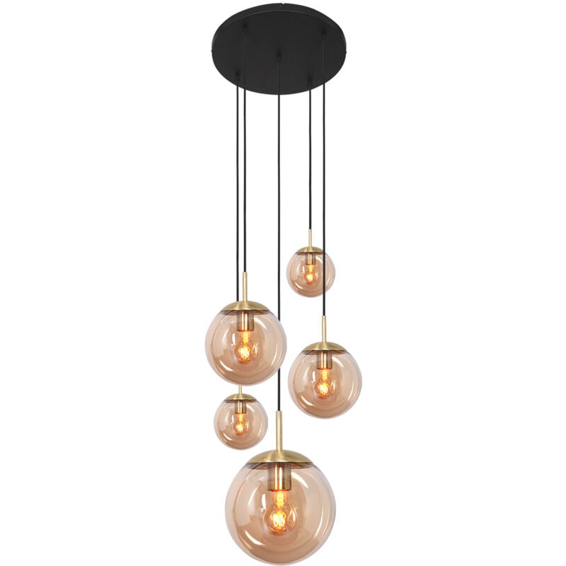 Steinhauer - suspension - Bollique led - ambre - verre métal - ø
