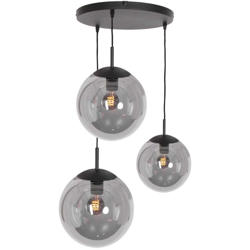 Steinhauer - Lampe suspendue lampe de table à manger verre fumé 3 ampoules E27 h 200 cm Steinhauer - Lampe suspendue lampe de table à manger verre fumé 3 ampoules E27 h 200 cm