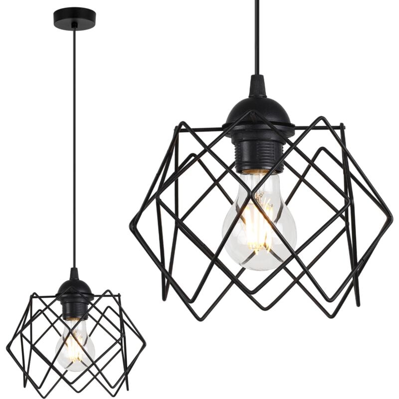 Suspension Stella 1 Plaque Abat-Jour Noir E27