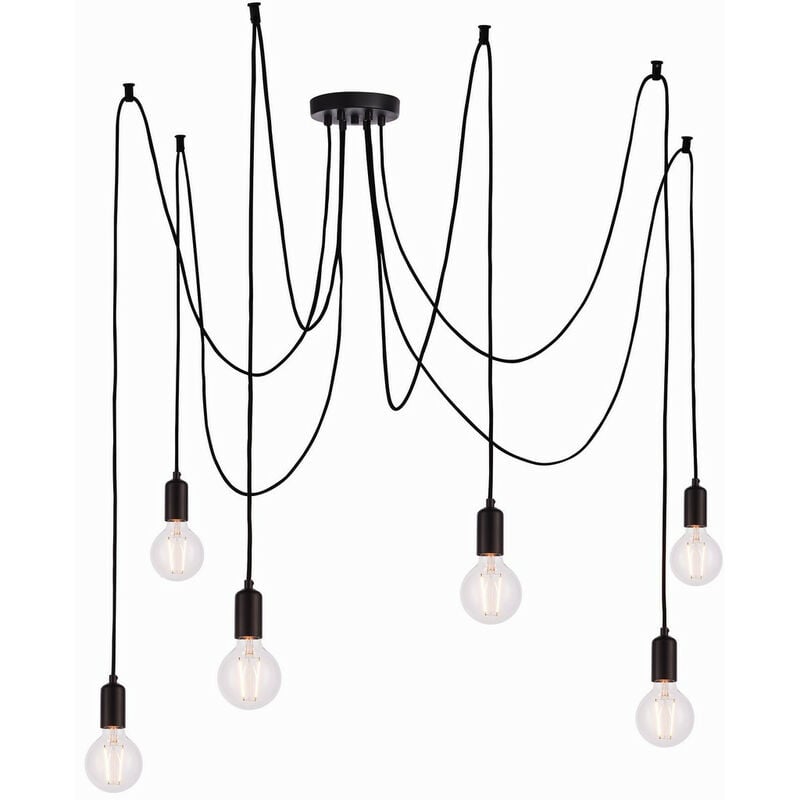 Endon - Studio - Luminaire suspendu à 6 grappes, peinture noire mate, E27