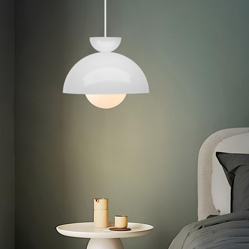 Suspension style coupole en métal et verre Capelina Ø25cm Blanc Suspension style coupole en métal et verre Capelina Ø25cm Blanc
