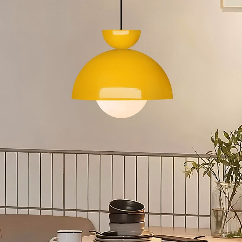 Suspension style coupole en métal et verre Capelina Ø25cm Jaune Suspension style coupole en métal et verre Capelina Ø25cm Jaune