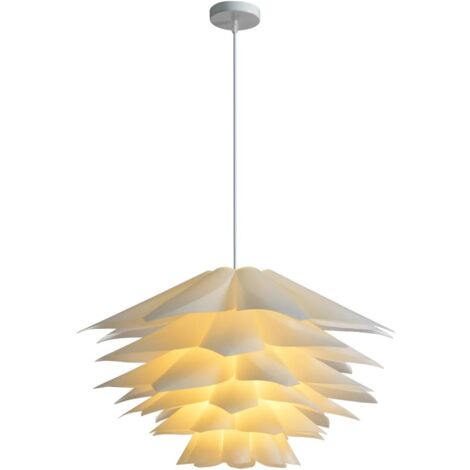 Suspension, Style moderne, pour Salon, chambre, salle à manger, Conception d'abat-jour en forme de lotus, Blanc, Diamètre 45cm