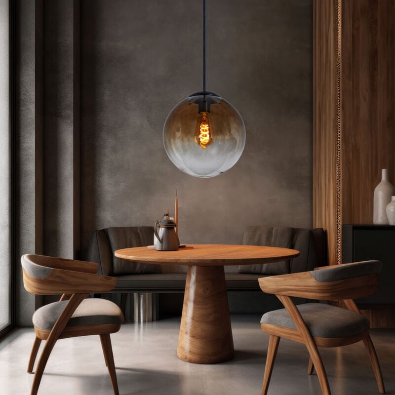 Suspension suspendue en verre lampe design plafonnier boule marron ambre éclairage de salon