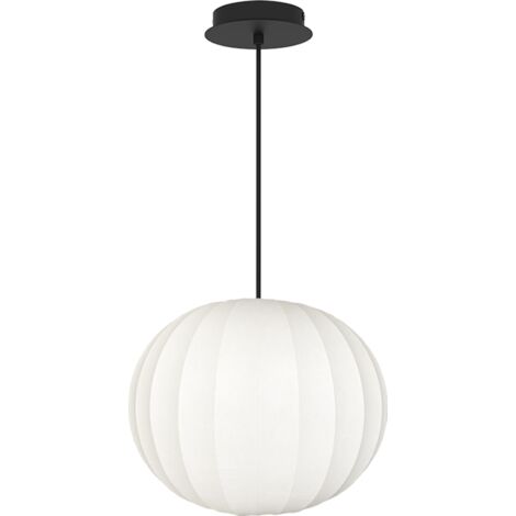 Suspension, Suspension abat jour blanc BELOUNE S2 Noir en Fabric, Aluminor