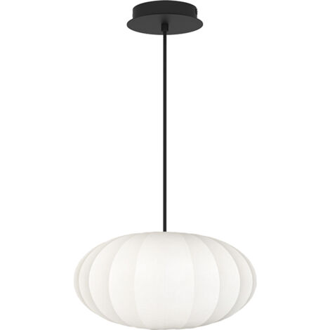 Suspension, Suspension abat-jour blanc BELOUNE S3 Noir en Fabric, Aluminor