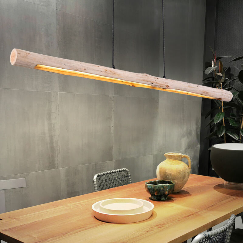 Suspension poutre en bois suspension en bois led dimmable, 3 niveaux, noir, 20W 1358lm 3000K, LxLxH 120 x 7 x 150 cm