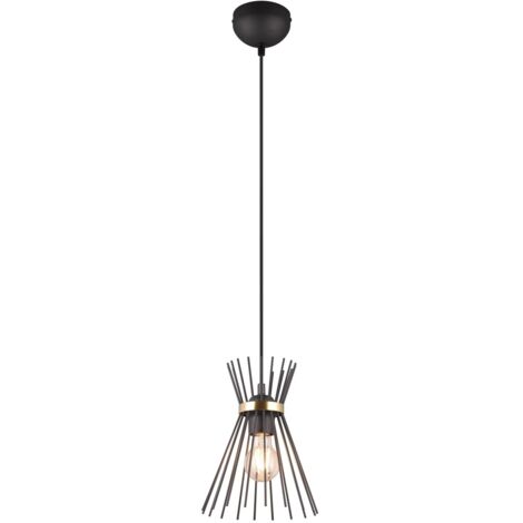 Suspension, Suspension de plafond metal or et noir Rod Noir en Metal, TRIO