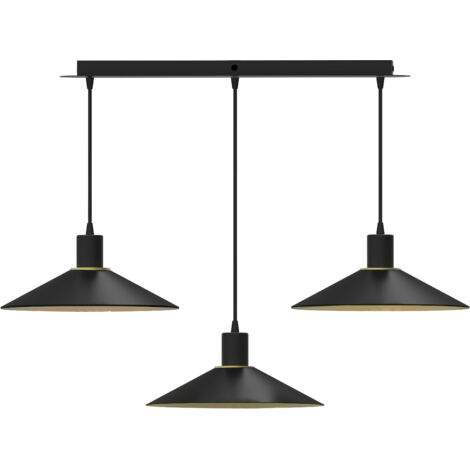 Suspension, Suspension en ligne 3 lampes ZINGA S3 Noir en Metal, Aluminor