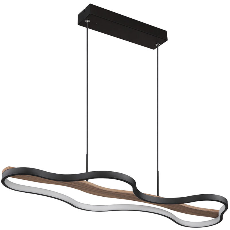 Suspension LED dimmable noir Lampe de table Suspension bois Télécommande CCT Veilleuse, alu, métal, 30W 1100lm blanc chaud-blanc froid, LxlxH
