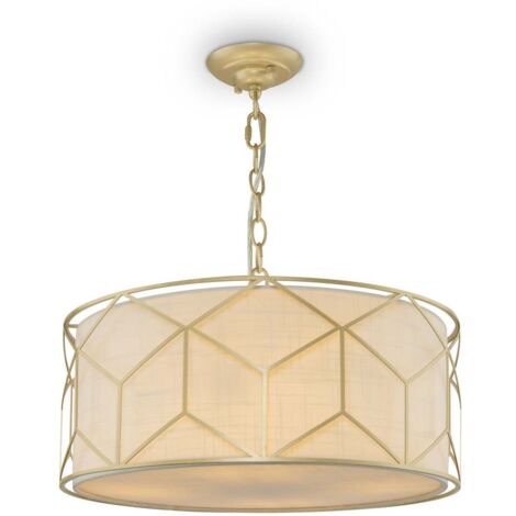 Suspension suspension suspension suspension abat-jour plafonnier Textile or blanc