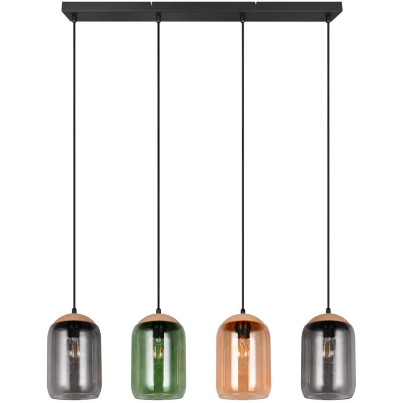 Suspension, Suspension verre 4 lampes multicolores Cork Multicolore en Verre, trio