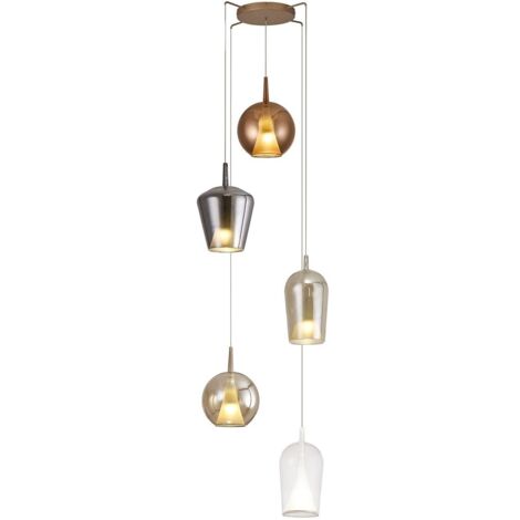 Suspension, Suspensions multi 5 Elsa Mantra Transparent en Verre, MANTRA