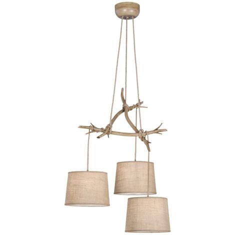 Suspension, Suspensions Sabina 3 lampes Marron en Fabric, MANTRA